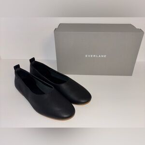 Everlane Black Leather Slip-On Ballet Flats